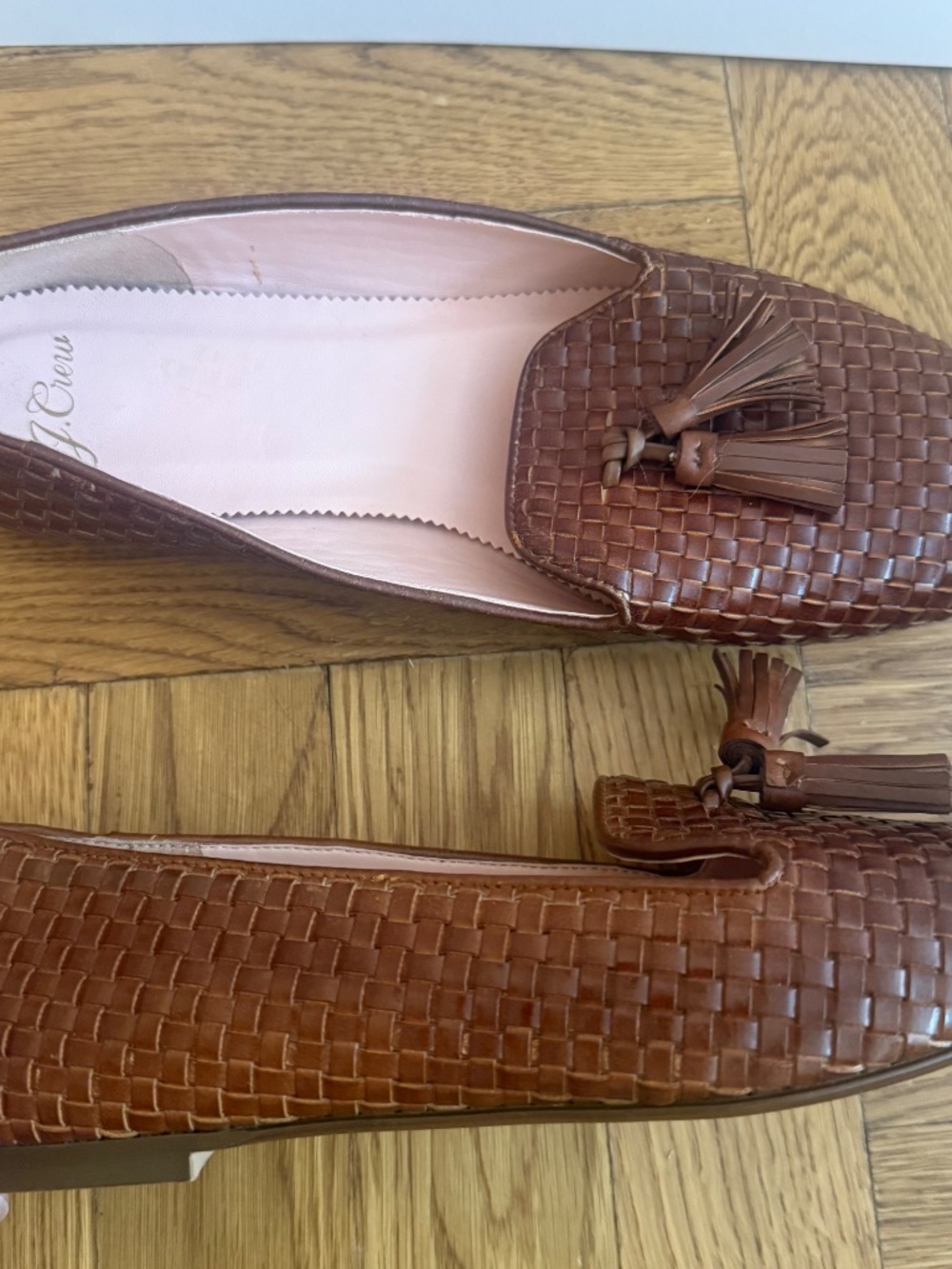 🤎 J.Crew Woven Leather Tassel Loafers Flats Size 9 Brown Slip On Preppy Classic - Picture 5 of 6